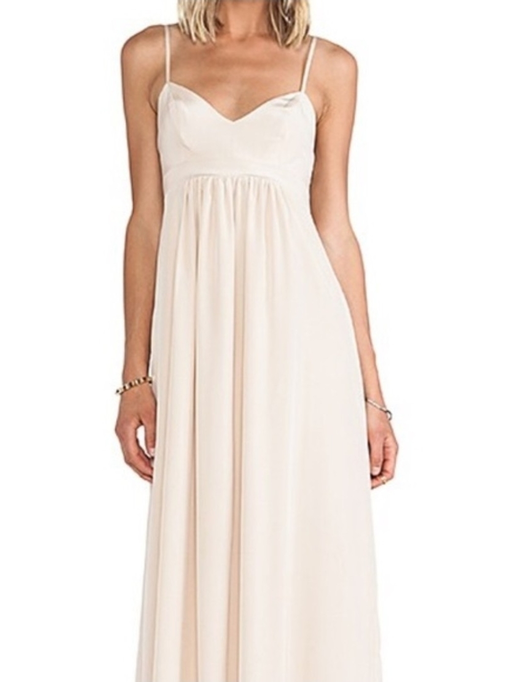 Amanda Uprichard Cream Spaghetti-Strap Maxi Dress